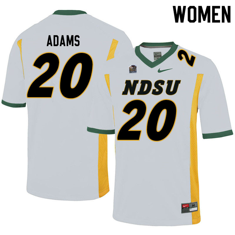 Women #20 Adrian Adams North Dakota State Bison College Football Jerseys Sale-White - Click Image to Close